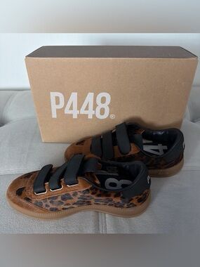 BNNW P448 Leopard Haircalf Velcro Sneakers - Brown & Black
